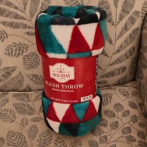 Holiday Time Festive Plush Throw - Red, Green, Black
